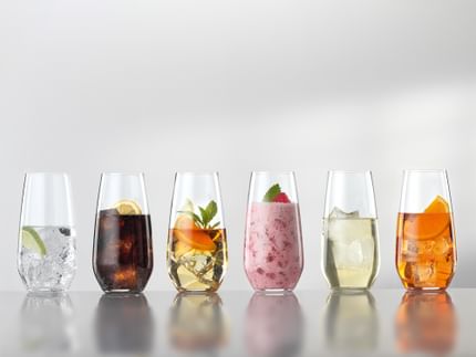 SPIEGELAU Authentis Casual long drink glasses filled with various beverages